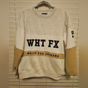 White FOX Colorblock Sweater - Cream and Tan